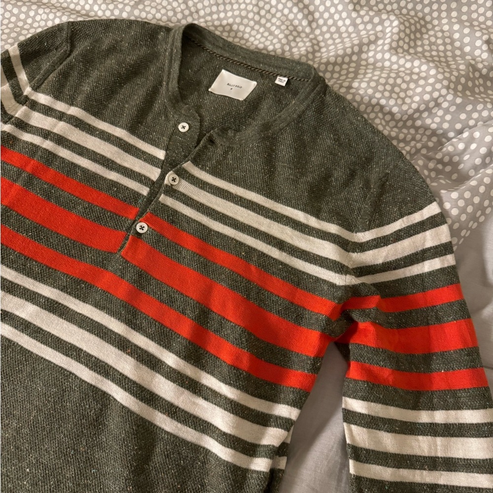 Billy Reid marled cotton blend henley shirt/sweater - Size Medium